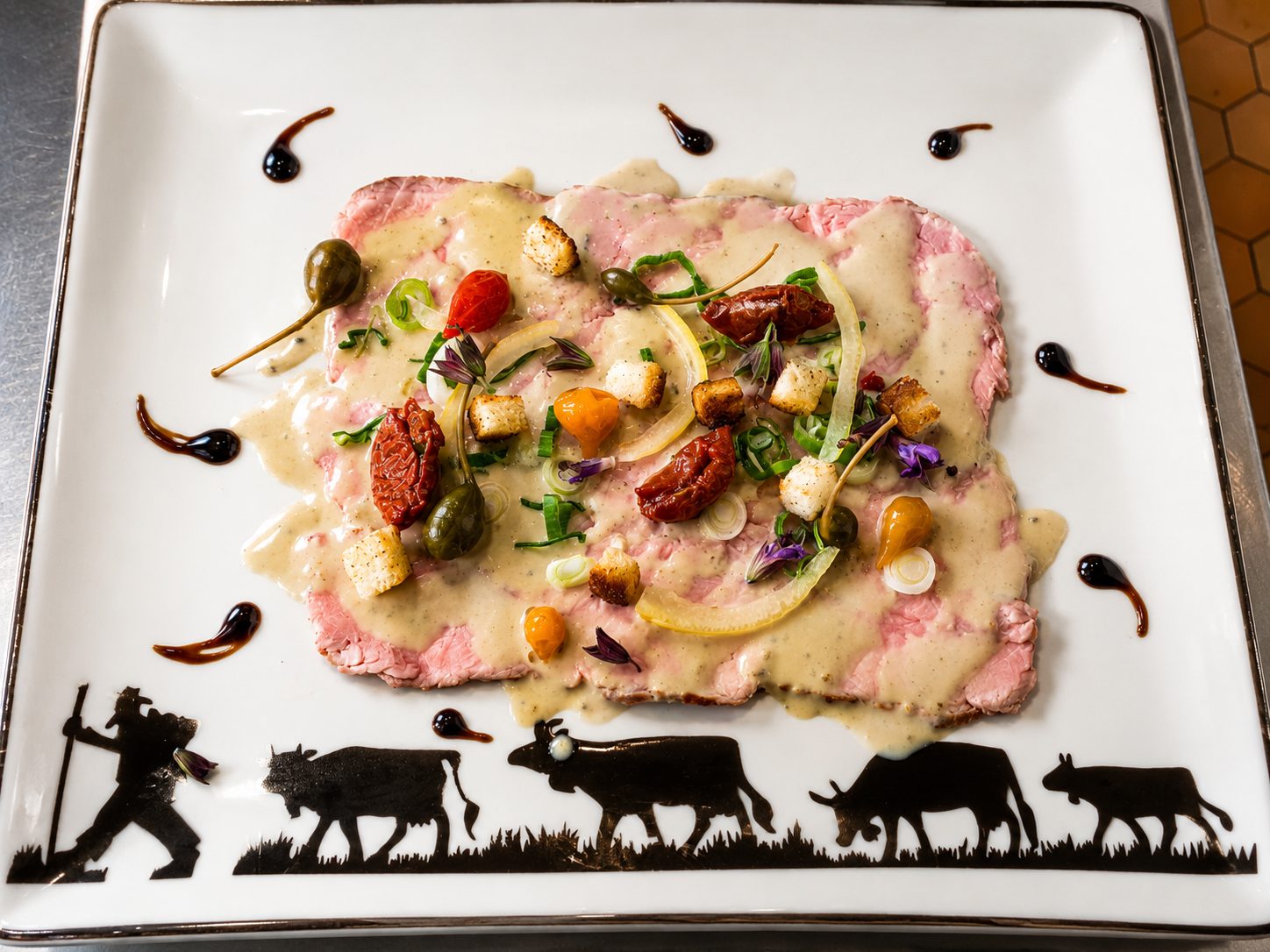 Carpaccio with condiments