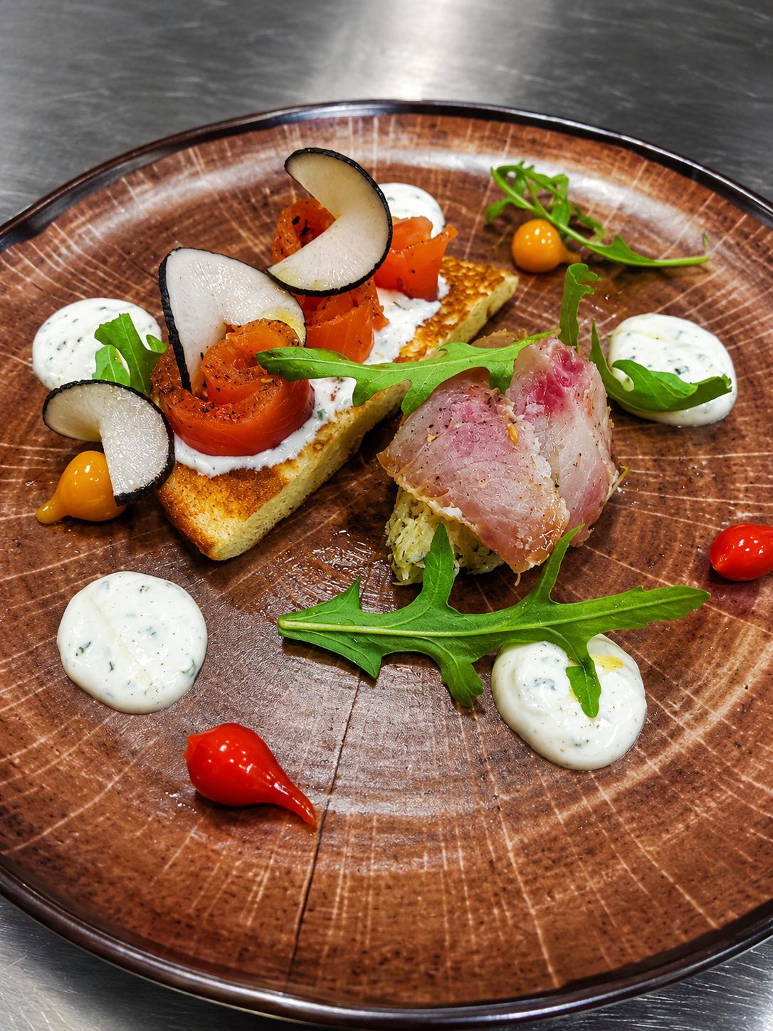 Plated fish dish